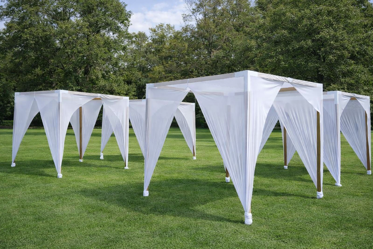Wood Pergola with white stretch draping - Muse Decor Hire.png